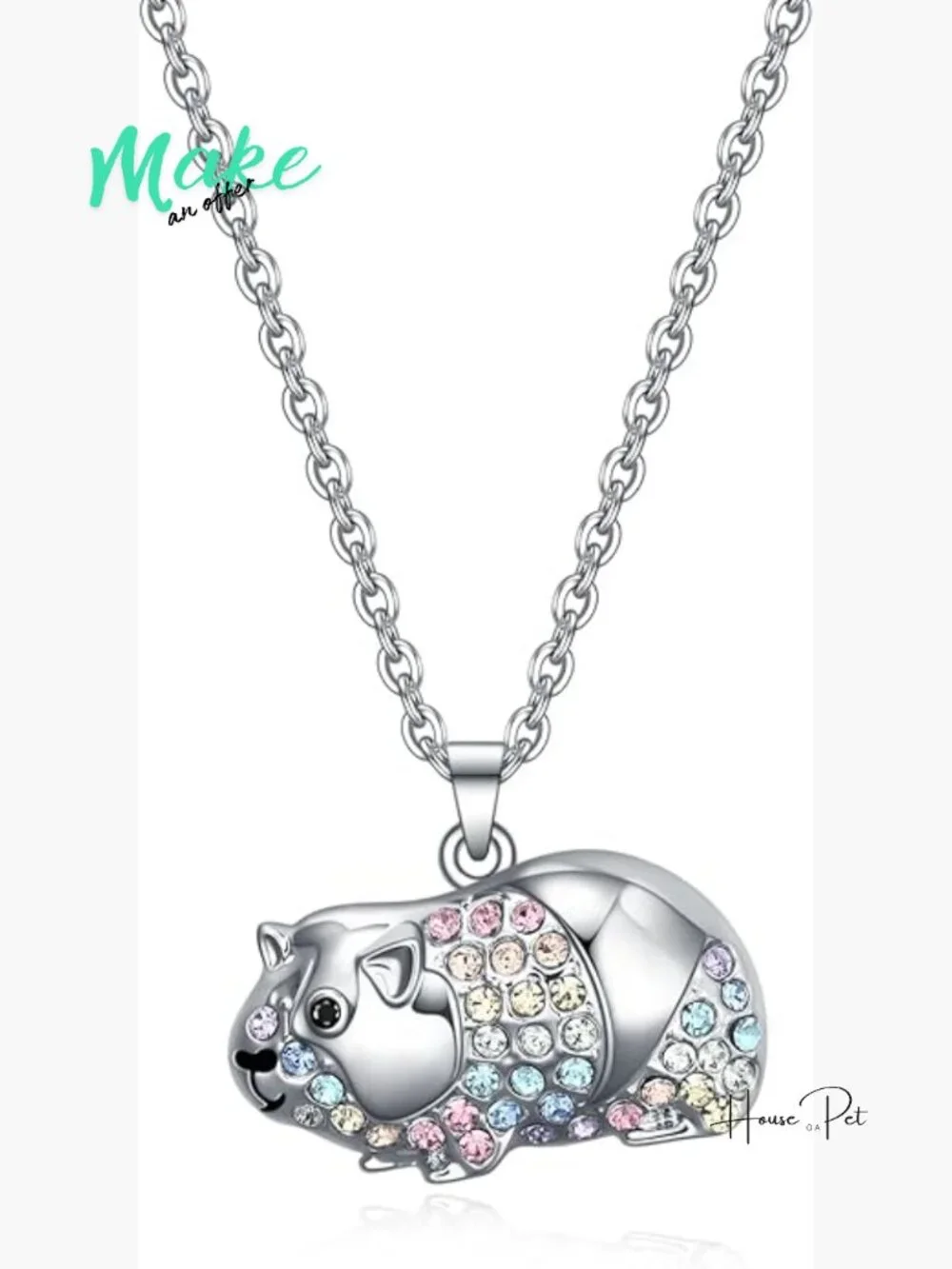 Cute Guinea Pig Pendant Necklace for Girls - Dainty Zinc Jewelry